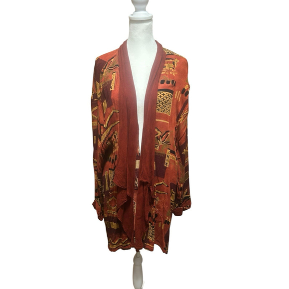 Southwest‎ Indian Foundation Size XL Lagenlook Red Cardigan - Picture 1 of 7